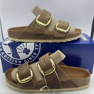 Birkenstock Arizona Big Buckle Sandal Cognac Oiled Leather EU 38/W7/M5 (1011073)